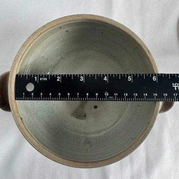 Studio Pottery Lidded Casserole Dish Signed Drip Glaze Earth Tone MCM Organic - Picture 11 of 12